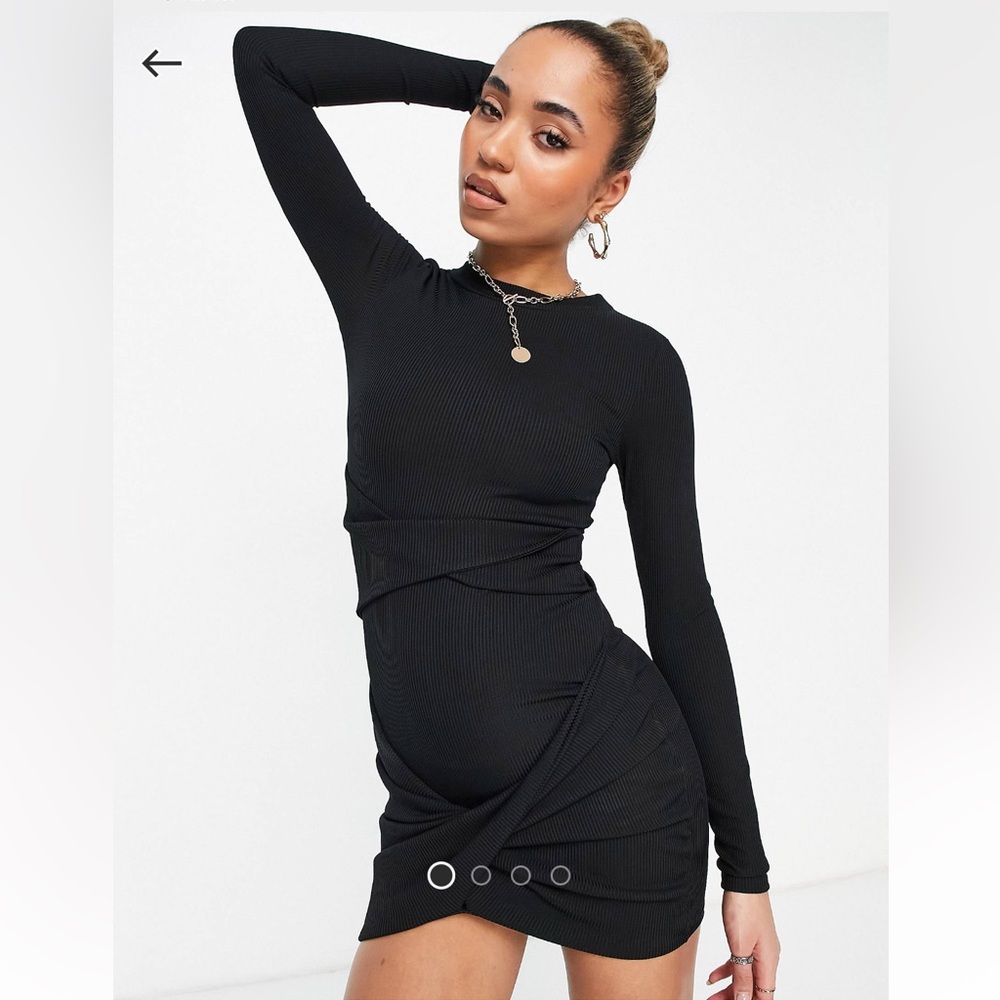 Black long sleeve ribbed asos dress